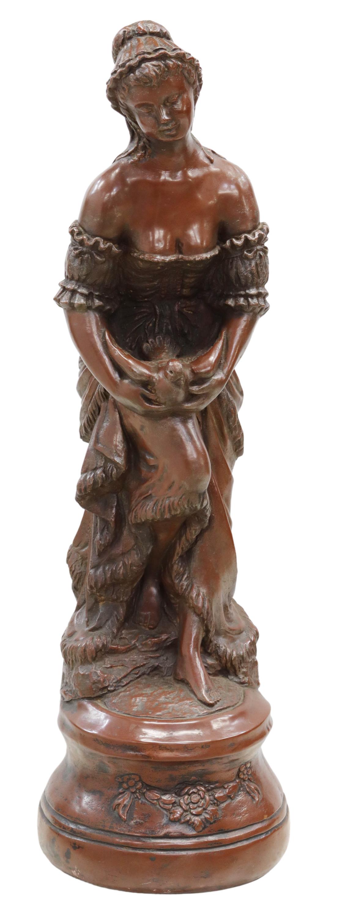 LARGE SCULPTURE MAIDEN WITH DOVE, 34"H (1 of 4)