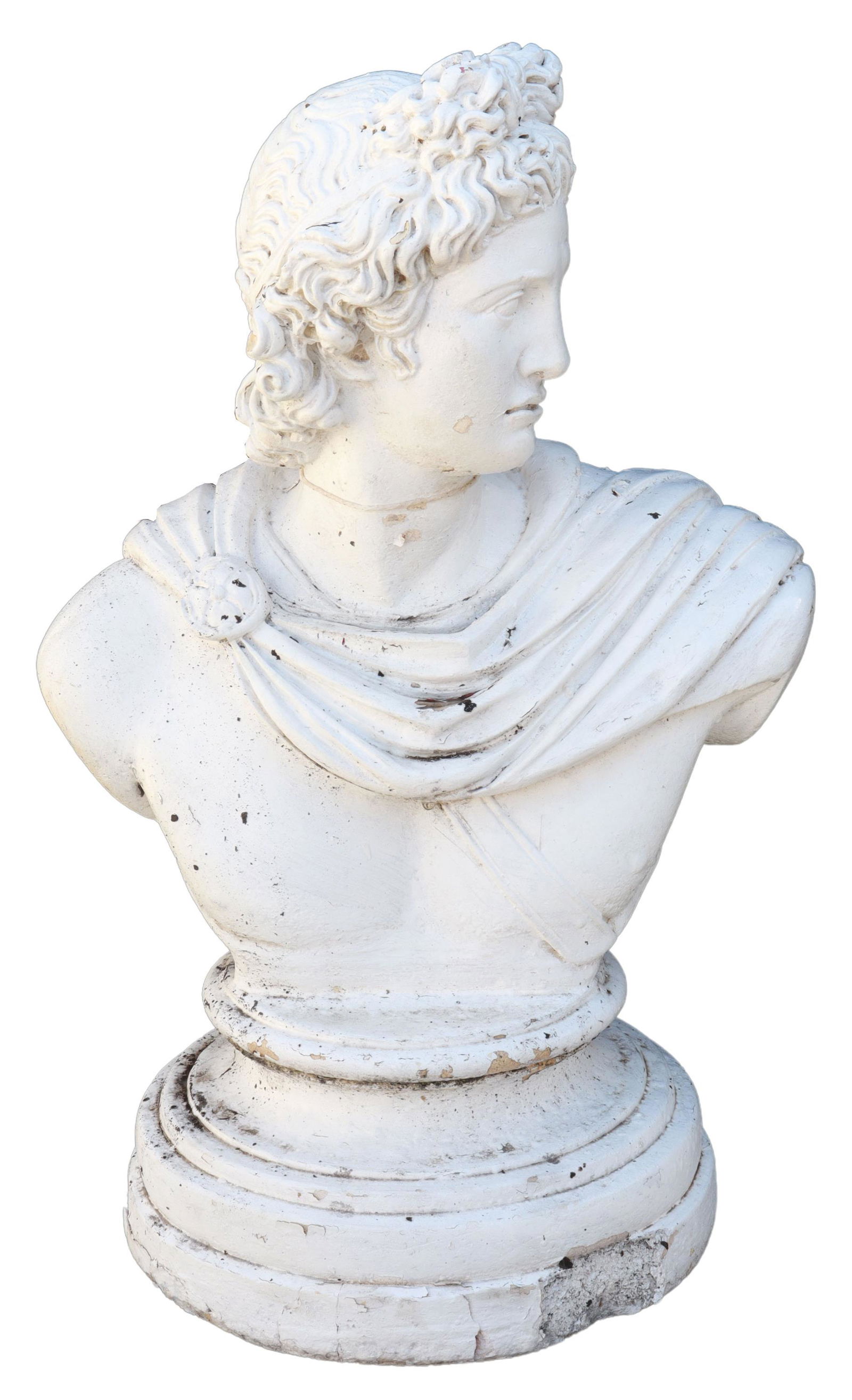 WHITE PAINTED CAST CONCRETE BUST OF APOLLO (1 of 2)