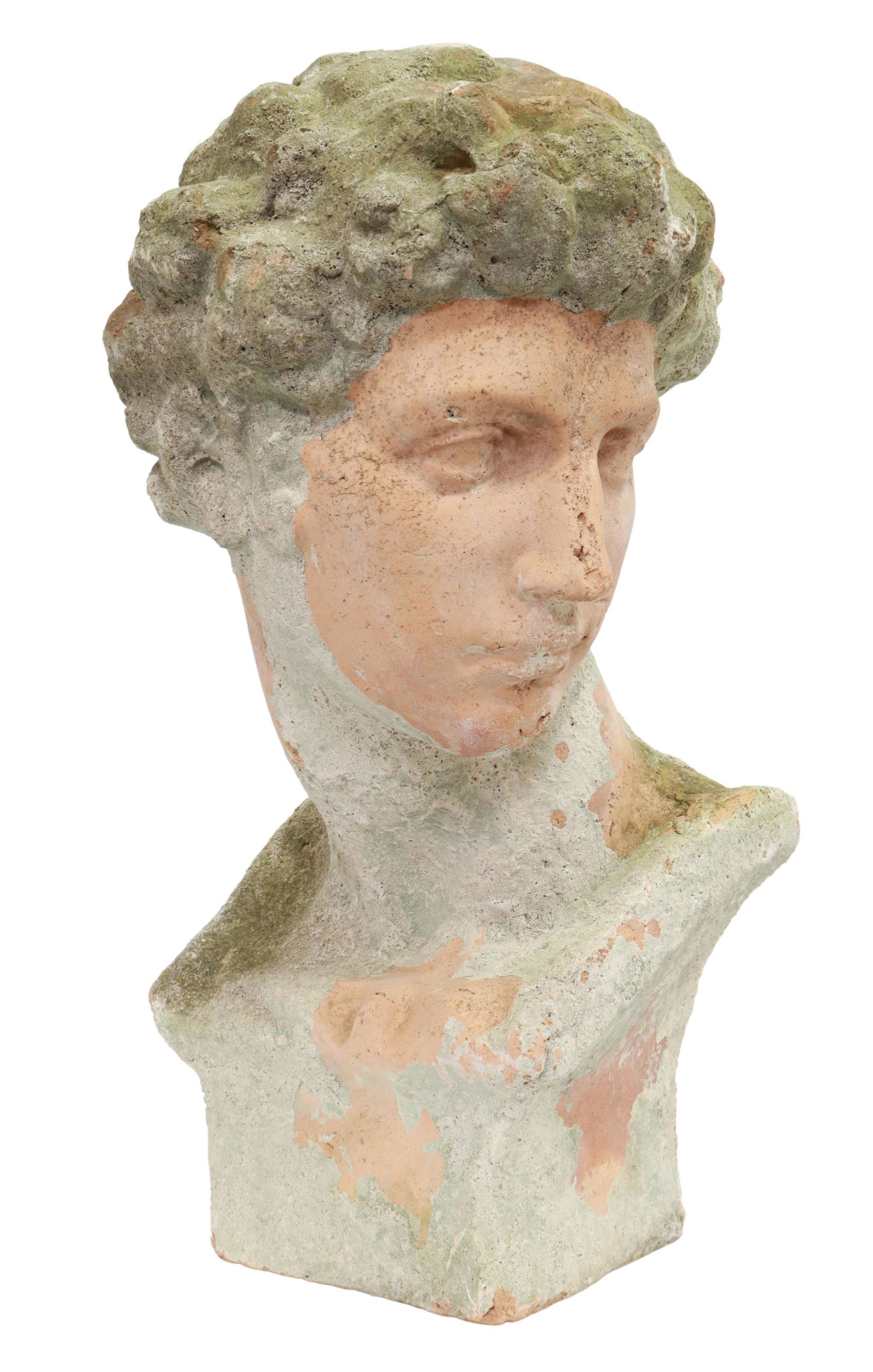 TERRACOTTA BUST, AFTER MICHELANGELO'S DAVID, 25"H (1 of 4)