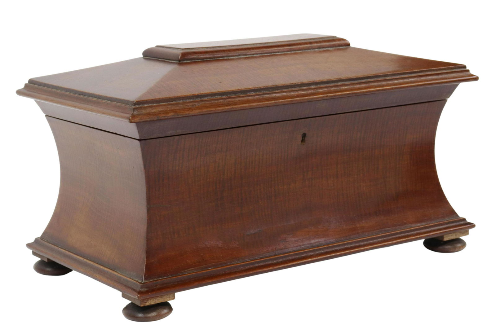ENGLISH MAHOGANY SARCOPHAGUS-FORM TEA CADDY (1 of 5)