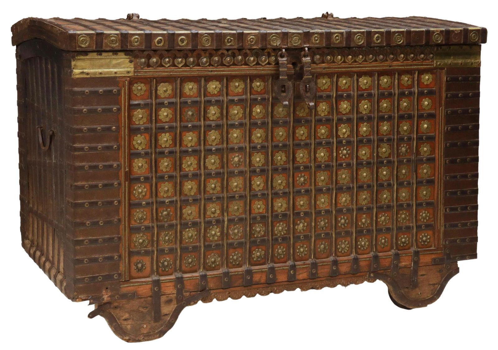IRON-STRAPPED HARDWOOD DOWRY CHEST, INDIA (1 of 5)