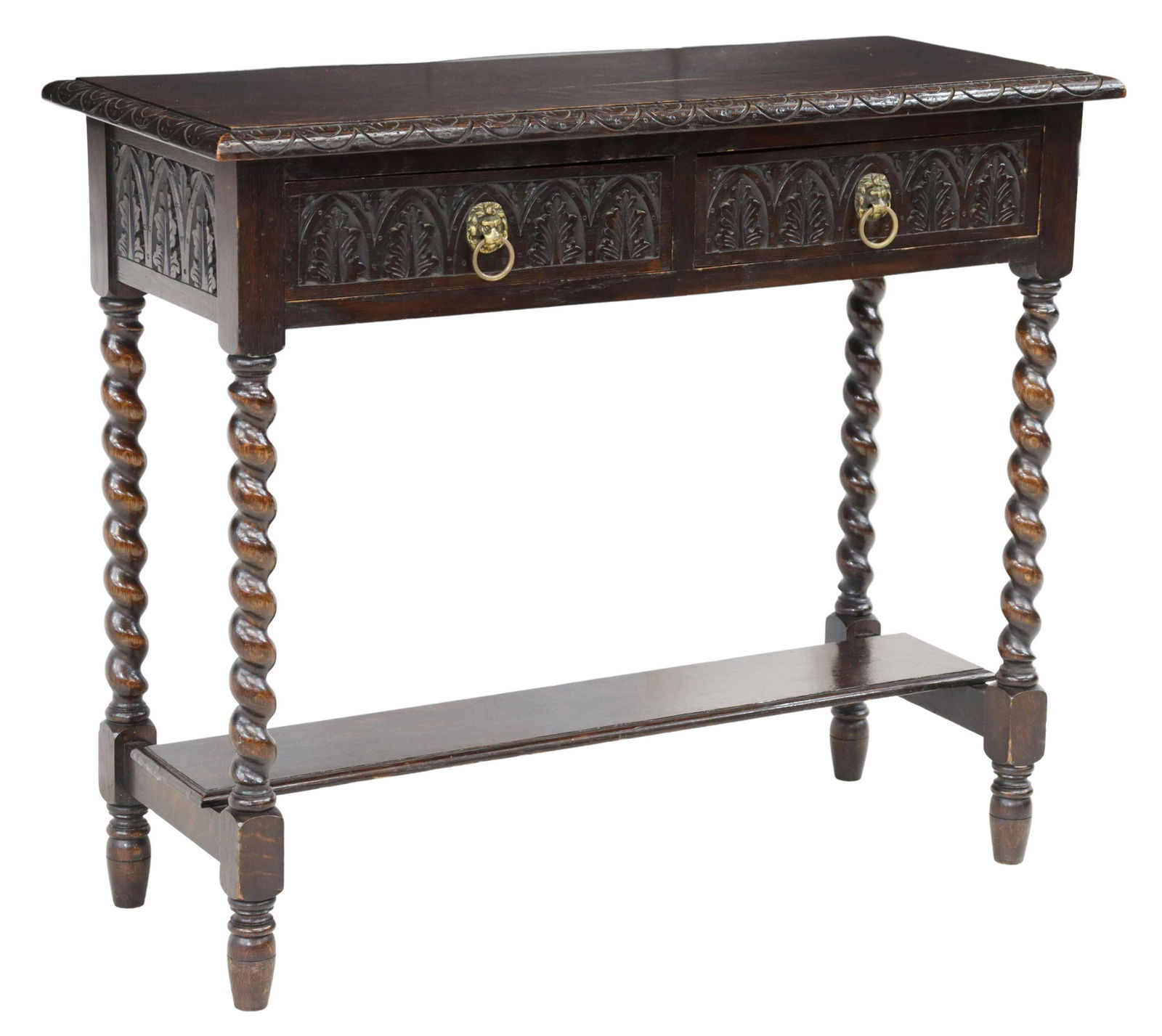 ENGLISH CARVED OAK TWO-DRAWER CONSOLE TABLE (1 of 5)