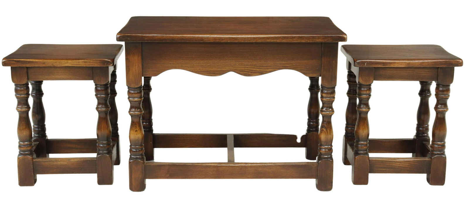 (3) ENGLISH OAK NEST OF THREE TABLES (1 of 5)