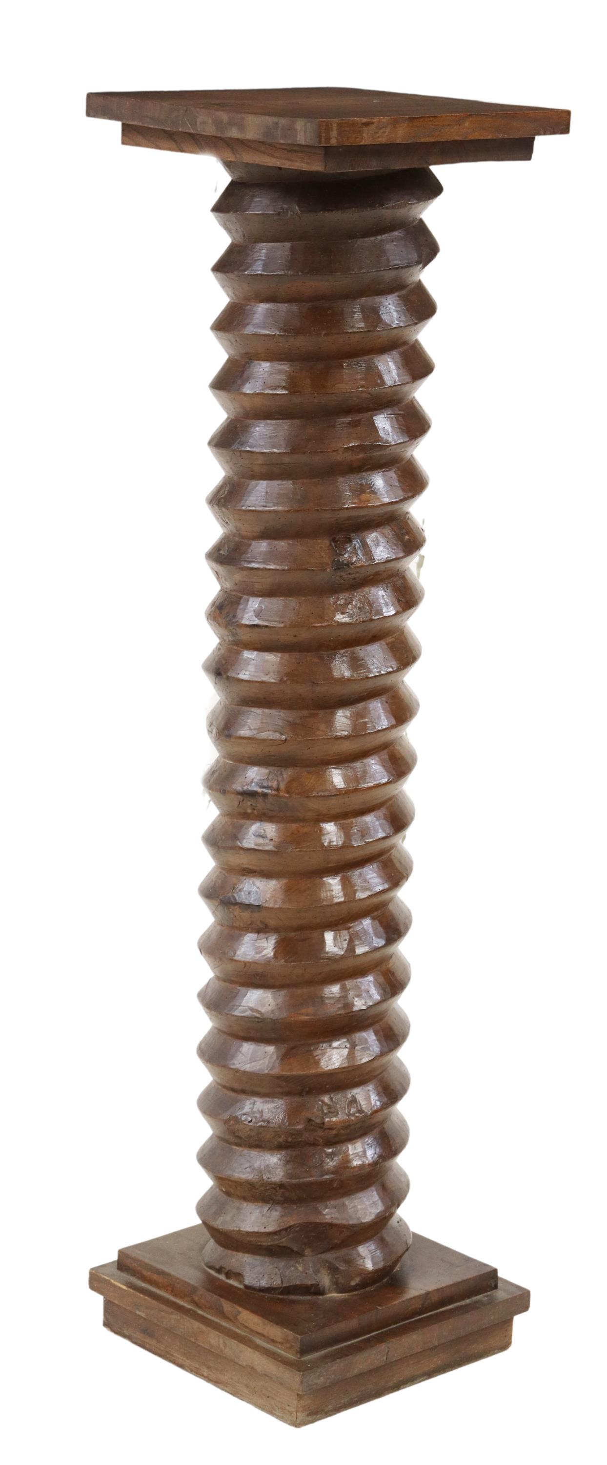 FRENCH OAK GRAPE PRESS SCREW PEDESTAL STAND (1 of 3)