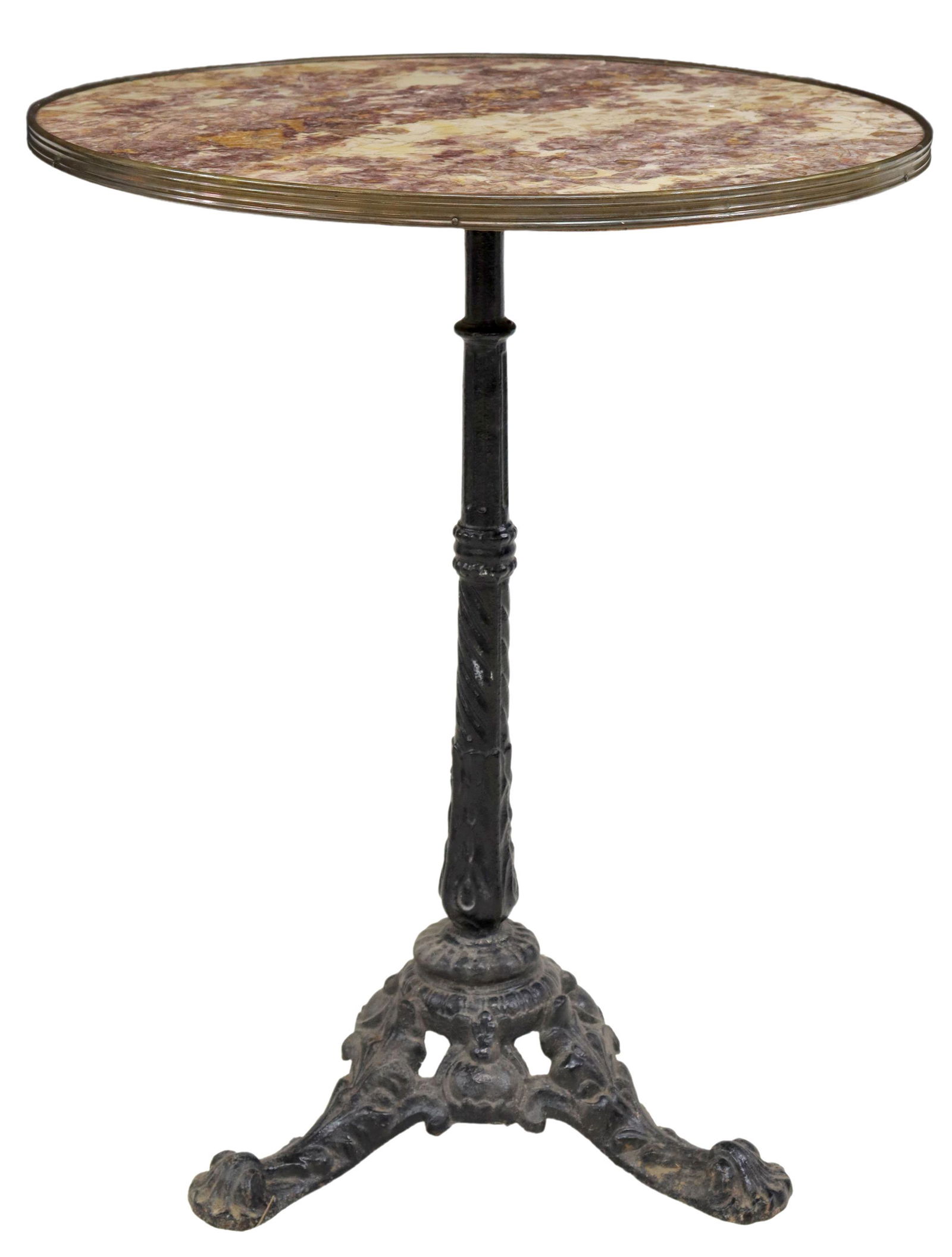 FRENCH MARBLE-TOP CAST IRON BISTRO PEDESTAL TABLE (1 of 4)