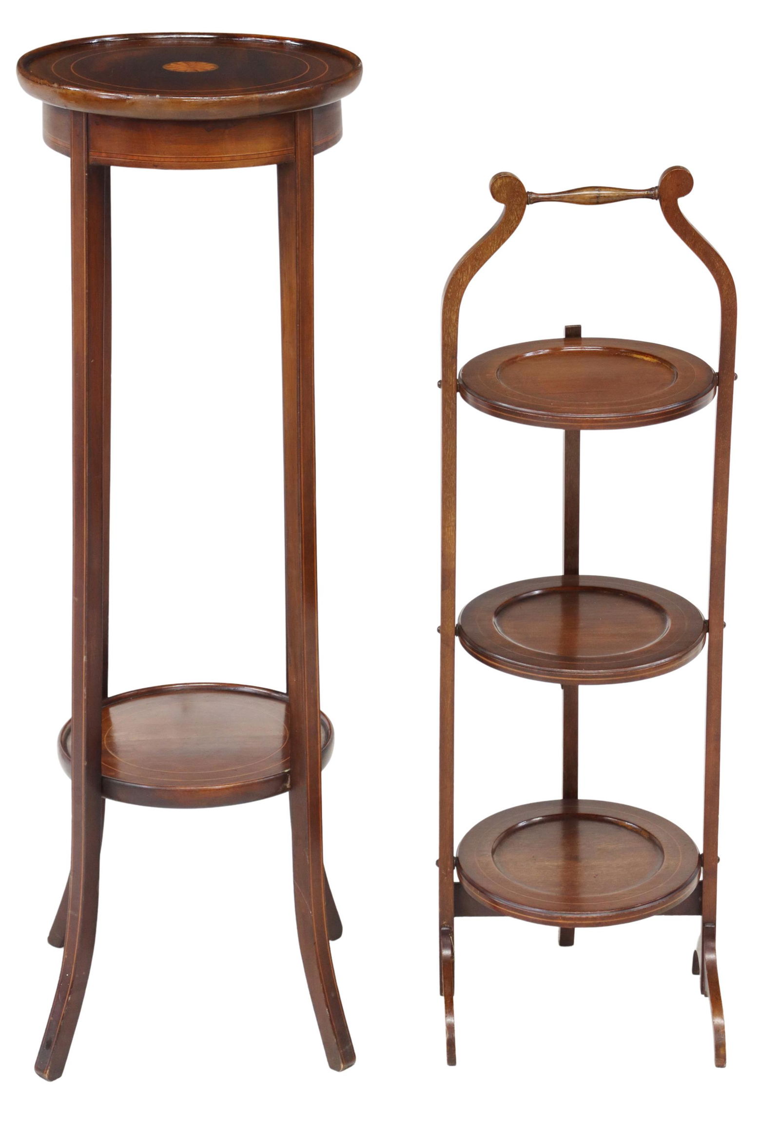 (2) ENGLISH EDWARDIAN MAHOGANY PLANT & PIE STANDS (1 of 3)
