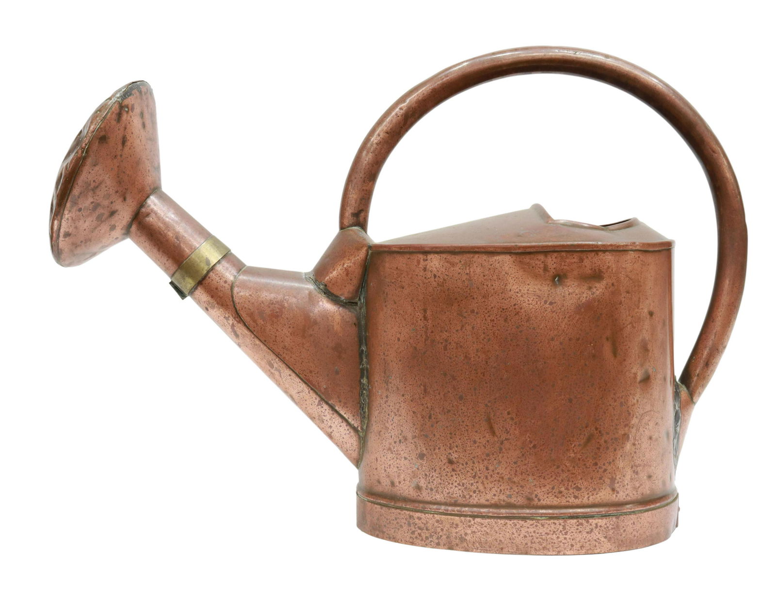 LARGE COPPER & BRASS WATERING CAN, 19TH C., 17.5"H (1 of 2)