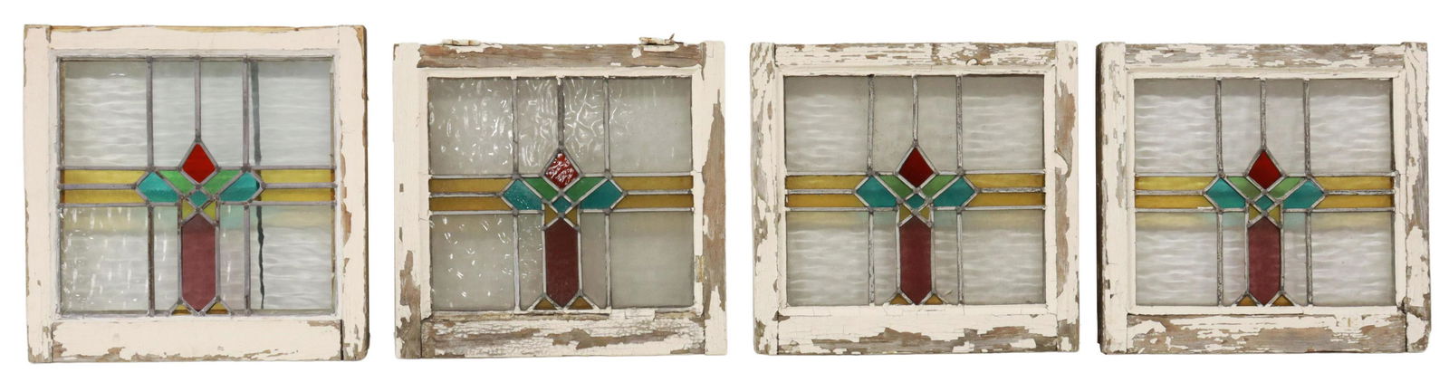 (4) ENGLISH STAINED & LEADED GLASS WINDOWS (1 of 2)
