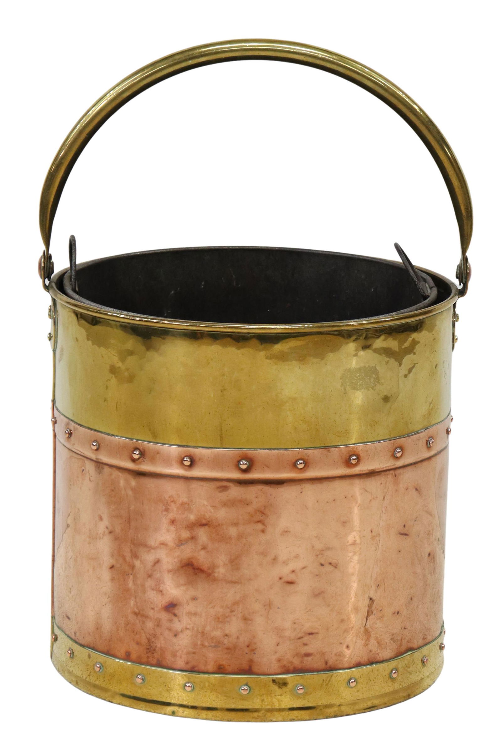 ENGLISH RIVETED BRASS & COPPER BUCKET & LINER (1 of 3)