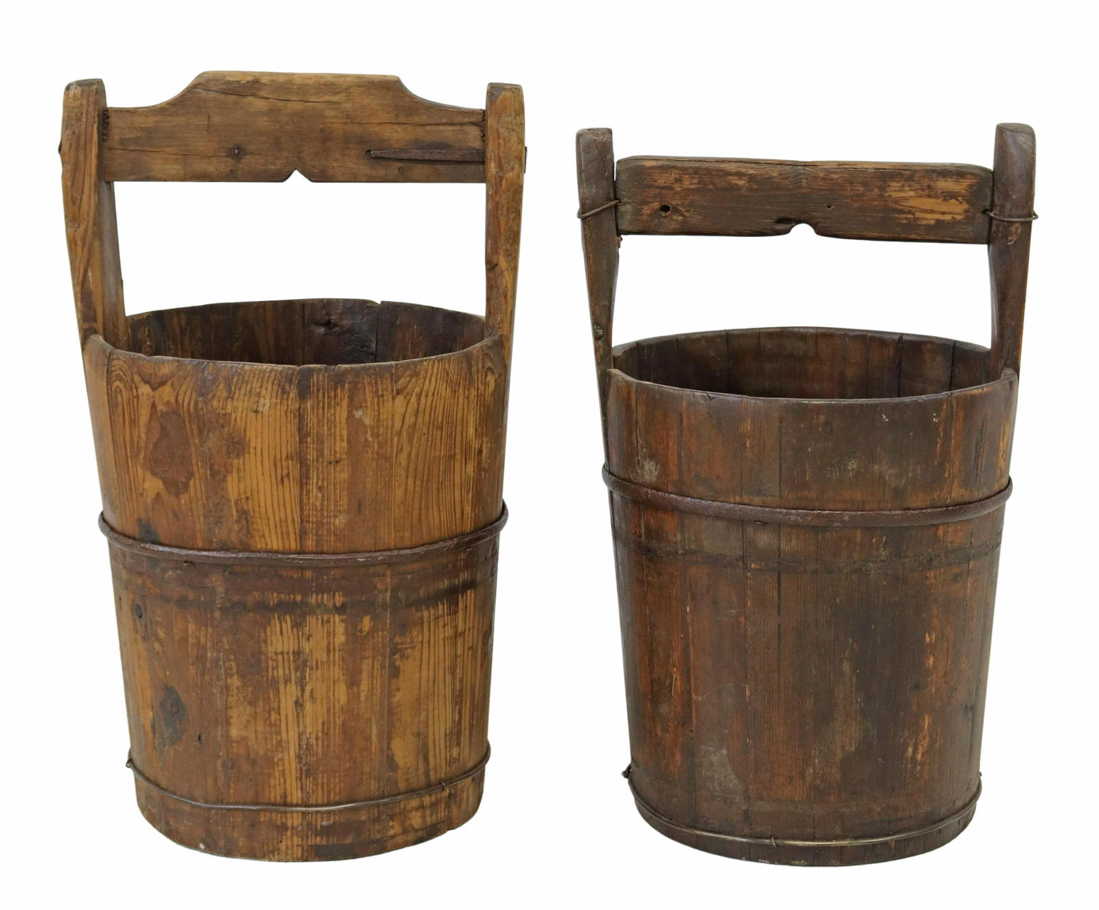 (2) WOOD WELL BUCKETS, EARLY 20TH C. (1 of 3)