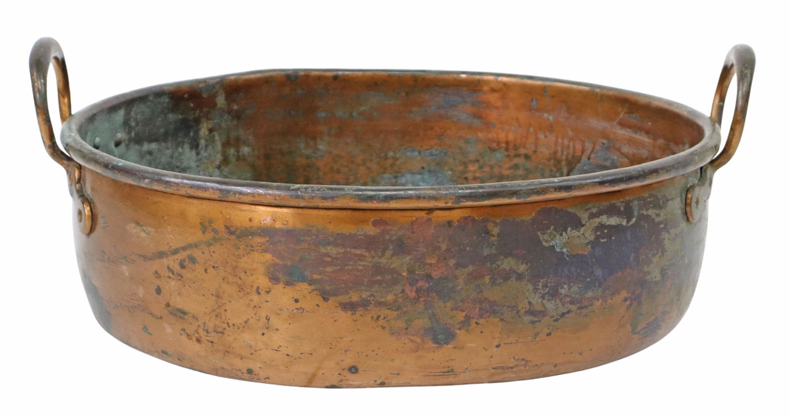 LARGE RUSTIC COPPER PAN, 22"DIAM (1 of 3)