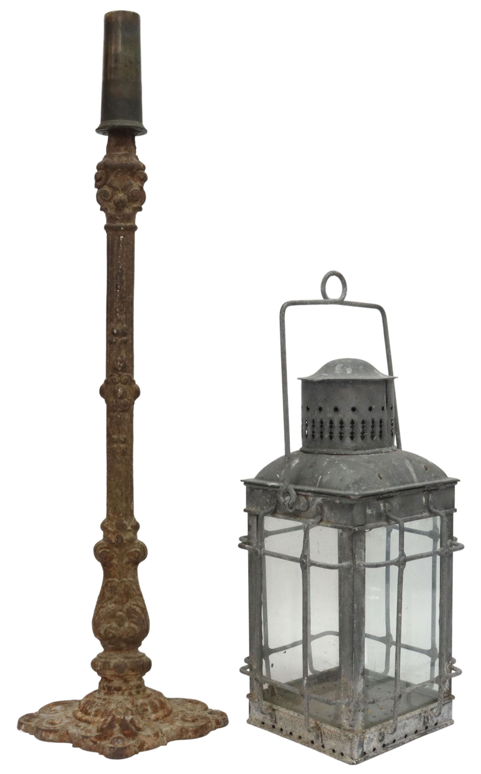 ANTIQUE GALVANIZED METAL LANTERN (1 of 3)