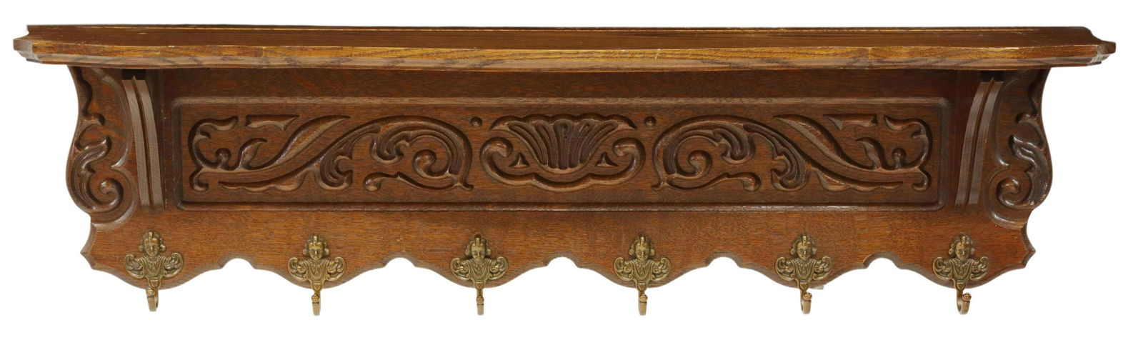 FRENCH OAK WALL-MOUNTED HAT COAT RACK (1 of 3)