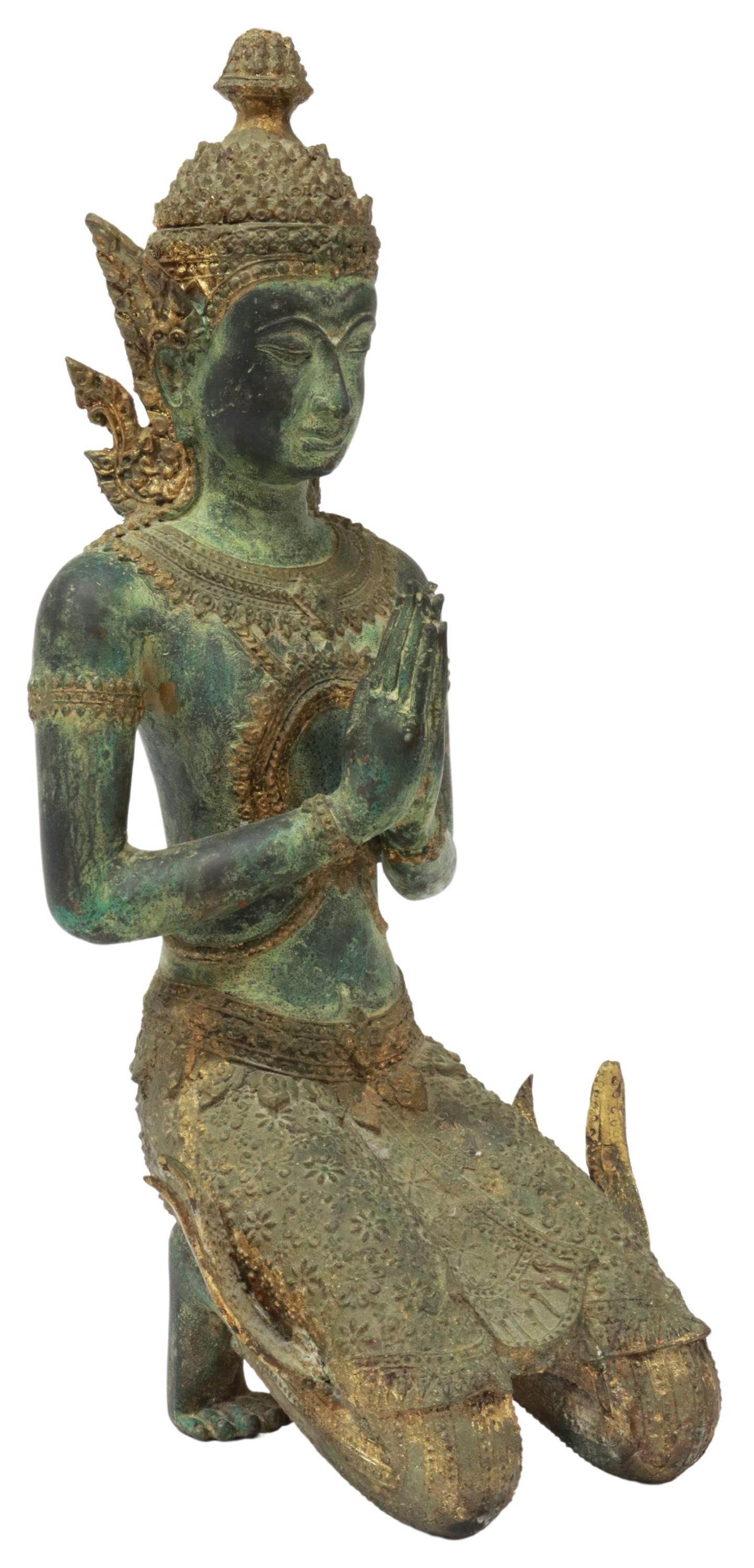 THAI GILT BRONZE BUDDHIST FIGURE OF THEPHANOM (1 of 3)