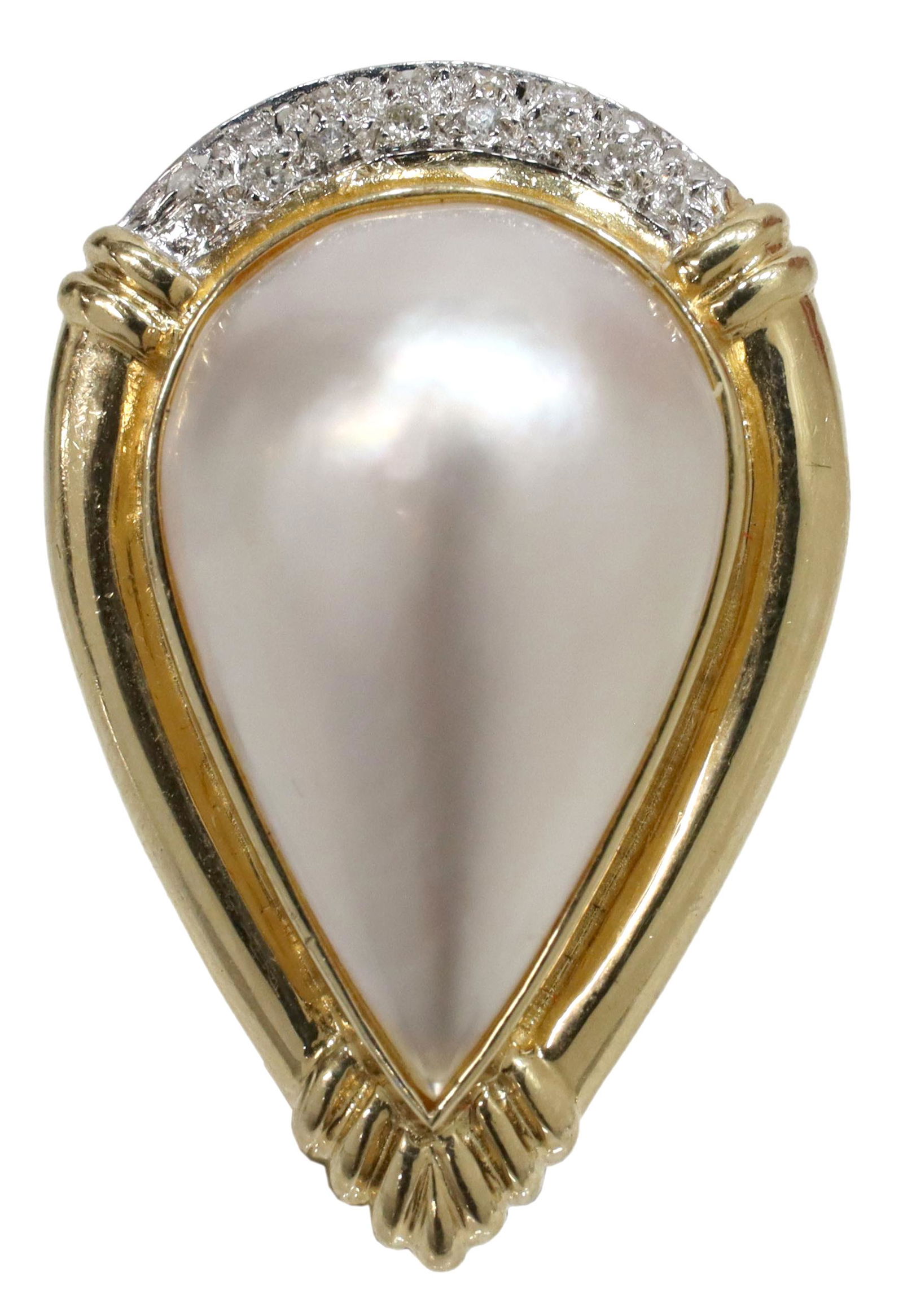 ESTATE 14KT YG, MABE PEARL & DIAMOND RING (1 of 6)