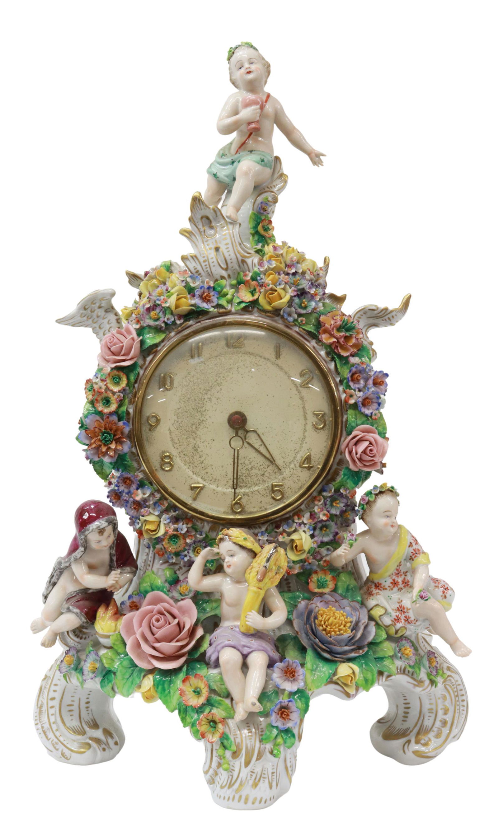 SITZENDORF DRESDEN PORCELAIN FOUR SEASONS CLOCK (1 of 5)