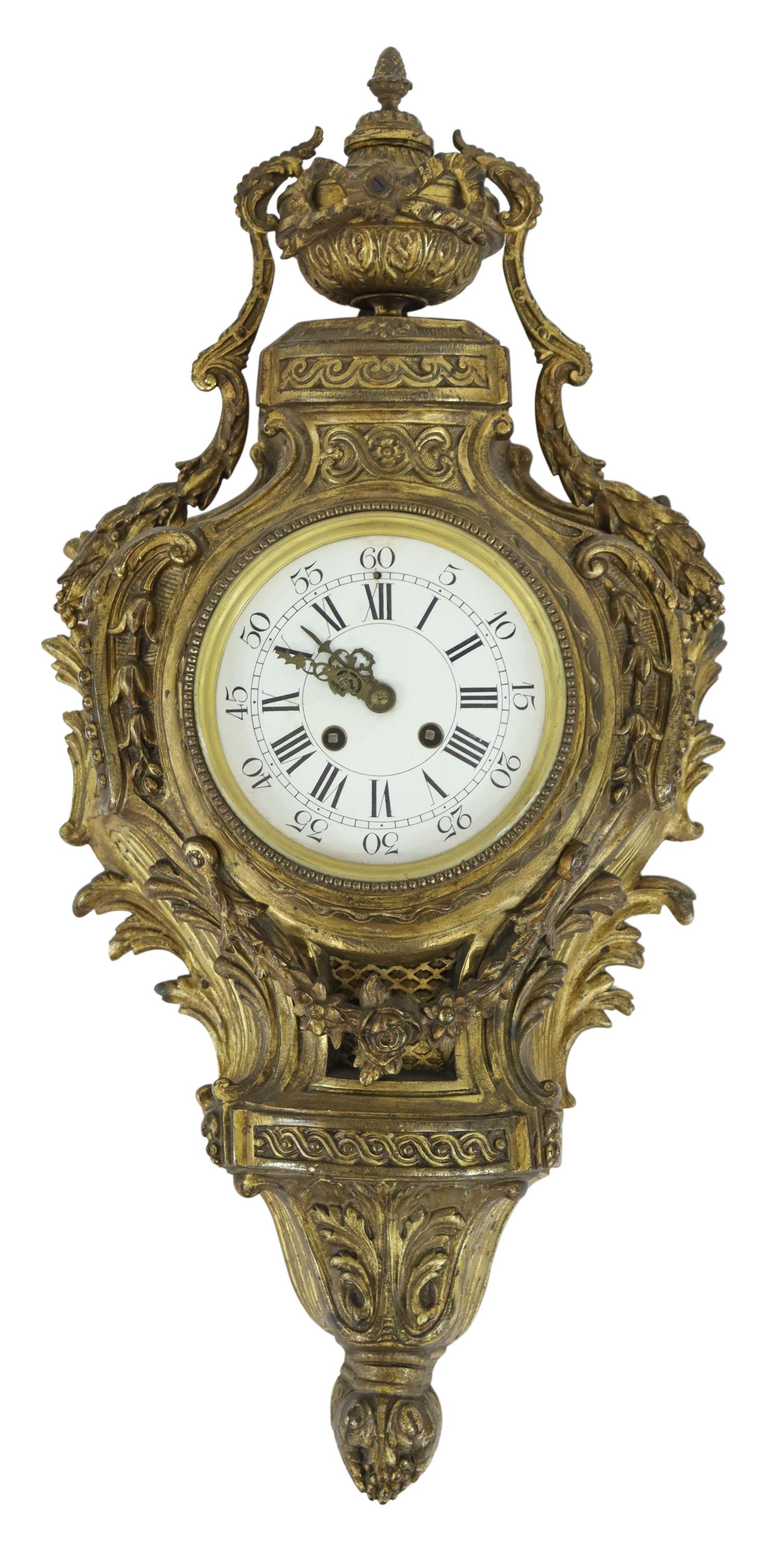 FRENCH GILT METAL CARTEL CLOCK (1 of 5)