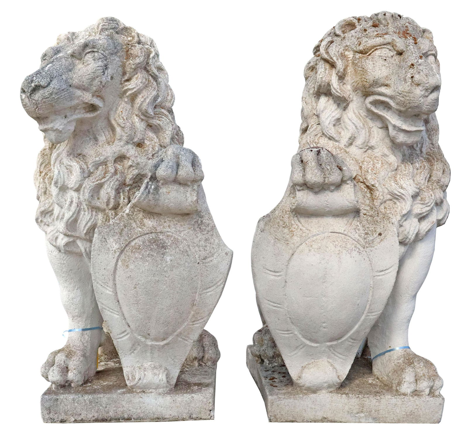 2) LARGE CAST STONE STATUARY, HERALDIC LIONS, 34"H (1 of 3)