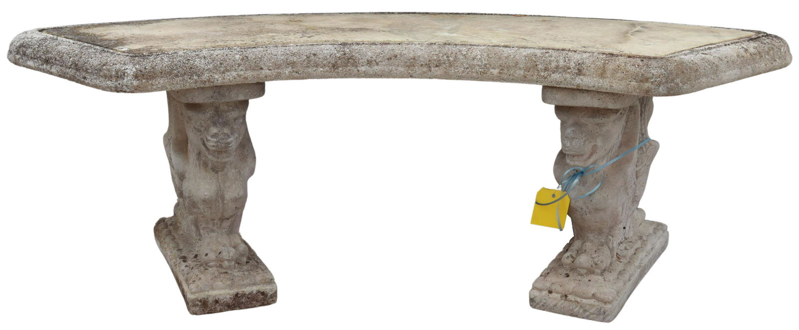CAST STONE SEMI-CIRCULAR BENCH W/ GRIFFINS (1 of 2)