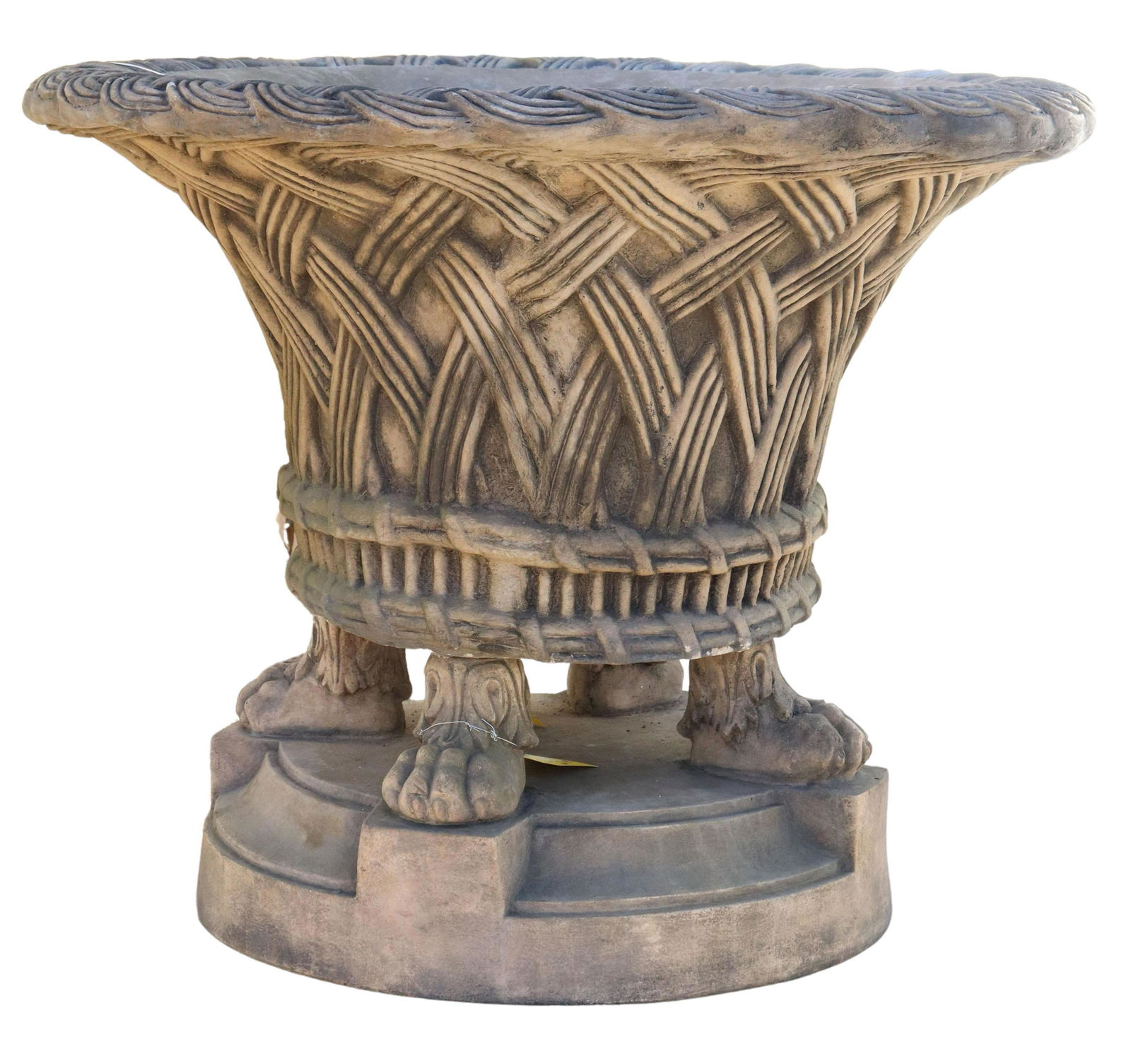 LARGE CAST STONE FLARED GARDEN URN, 31"H (1 of 3)