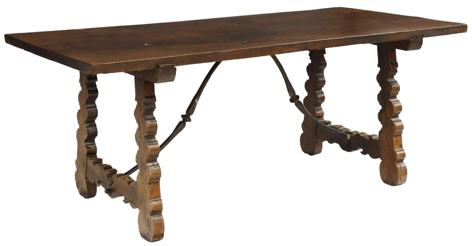 SPANISH BAROQUE STYLE OAK TWO-BOARD TOP TABLE (1 of 5)