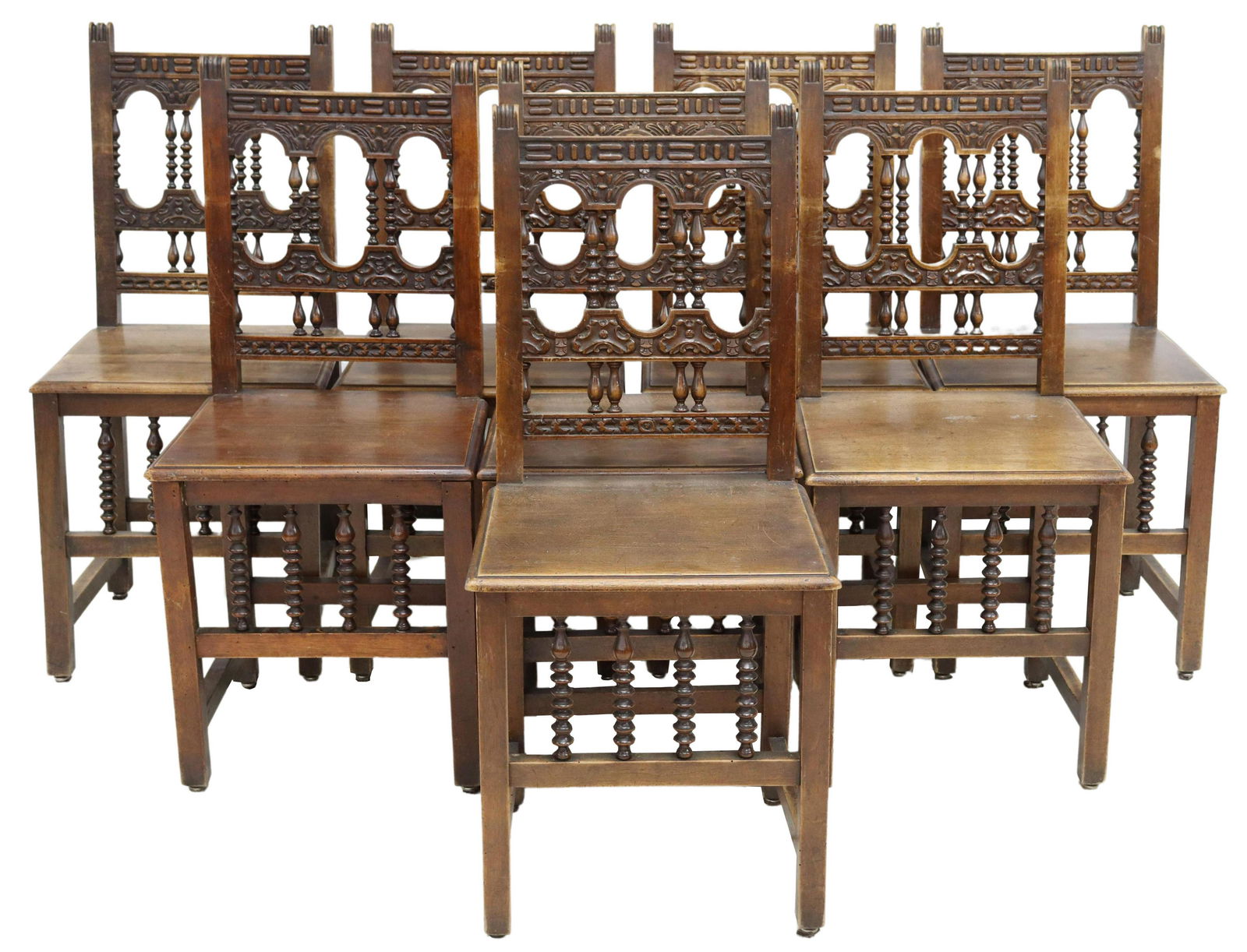 (8) SPANISH BAROQUE STYLE WALNUT SIDE CHAIRS (1 of 3)