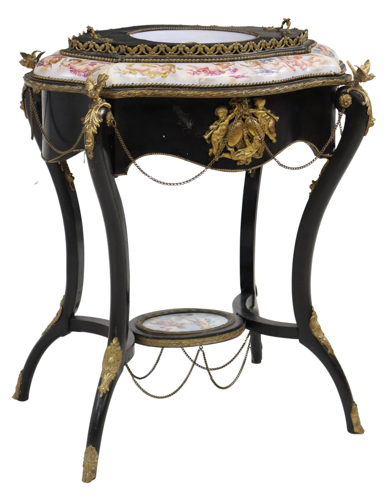 NAPOLEON III PORCELAIN-MOUNTED JARDINIERE TABLE (1 of 7)