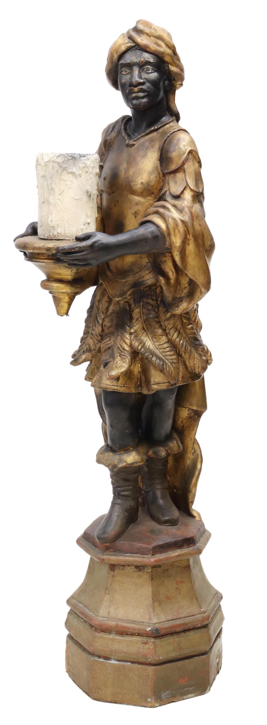 LARGE PARCEL GILT FIGURAL BLACKAMOOR LAMP, 68"H (1 of 5)