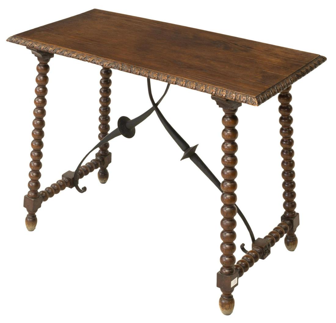SPANISH BAROQUE STYLE OAK & IRON CONSOLE TABLE (1 of 3)