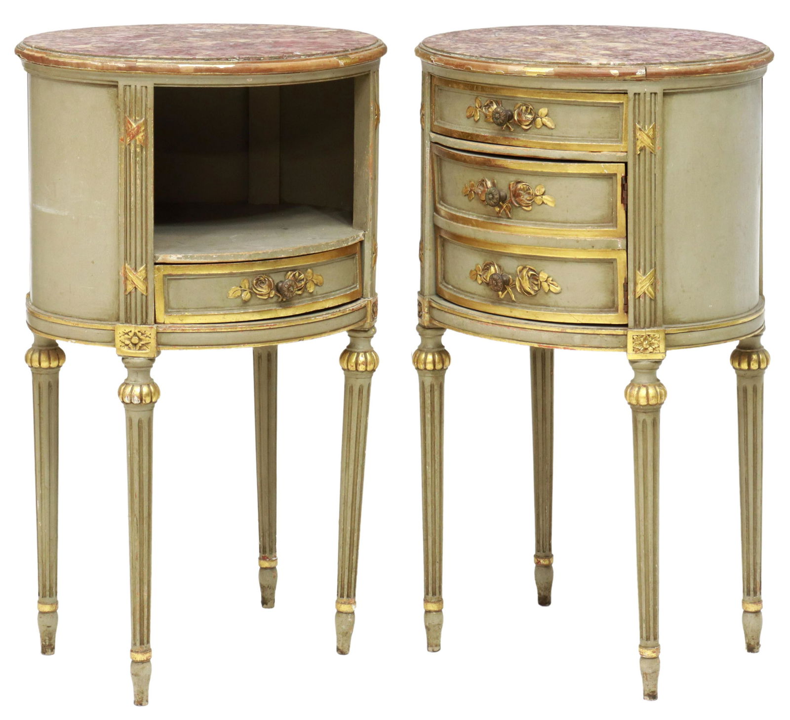 (2) HUGNET LOUIS XVI STYLE MARBLE-TOP NIGHTSTANDS (1 of 5)