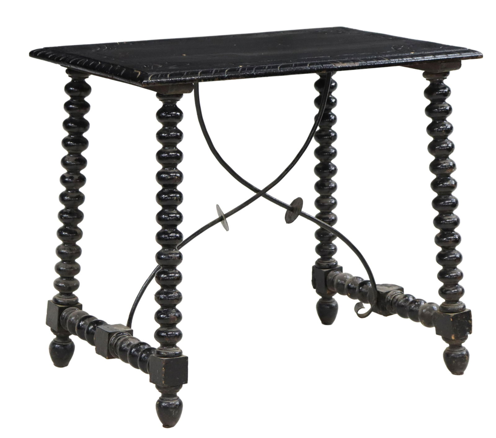 SPANISH BAROQUE STYLE EBONIZED SIDE TABLE (1 of 4)