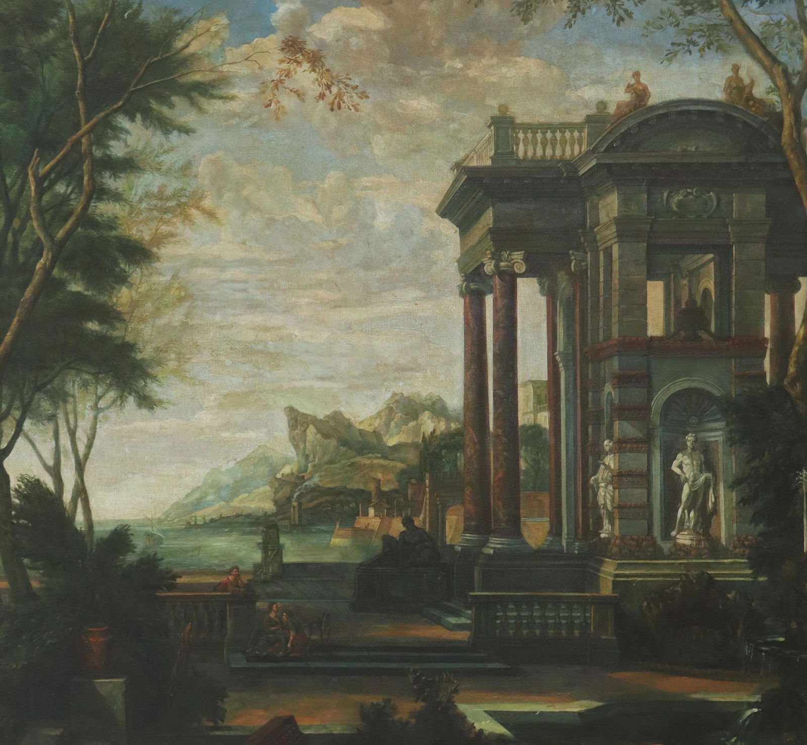 ITALIAN SCHOOL CAPRICCIO OIL PAINTING ON CANVAS (1 of 3)