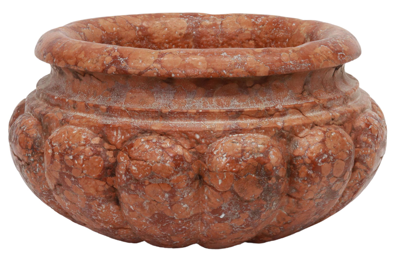 ITALIAN GADROONED CARVED STONE PLANTER / POT (1 of 4)