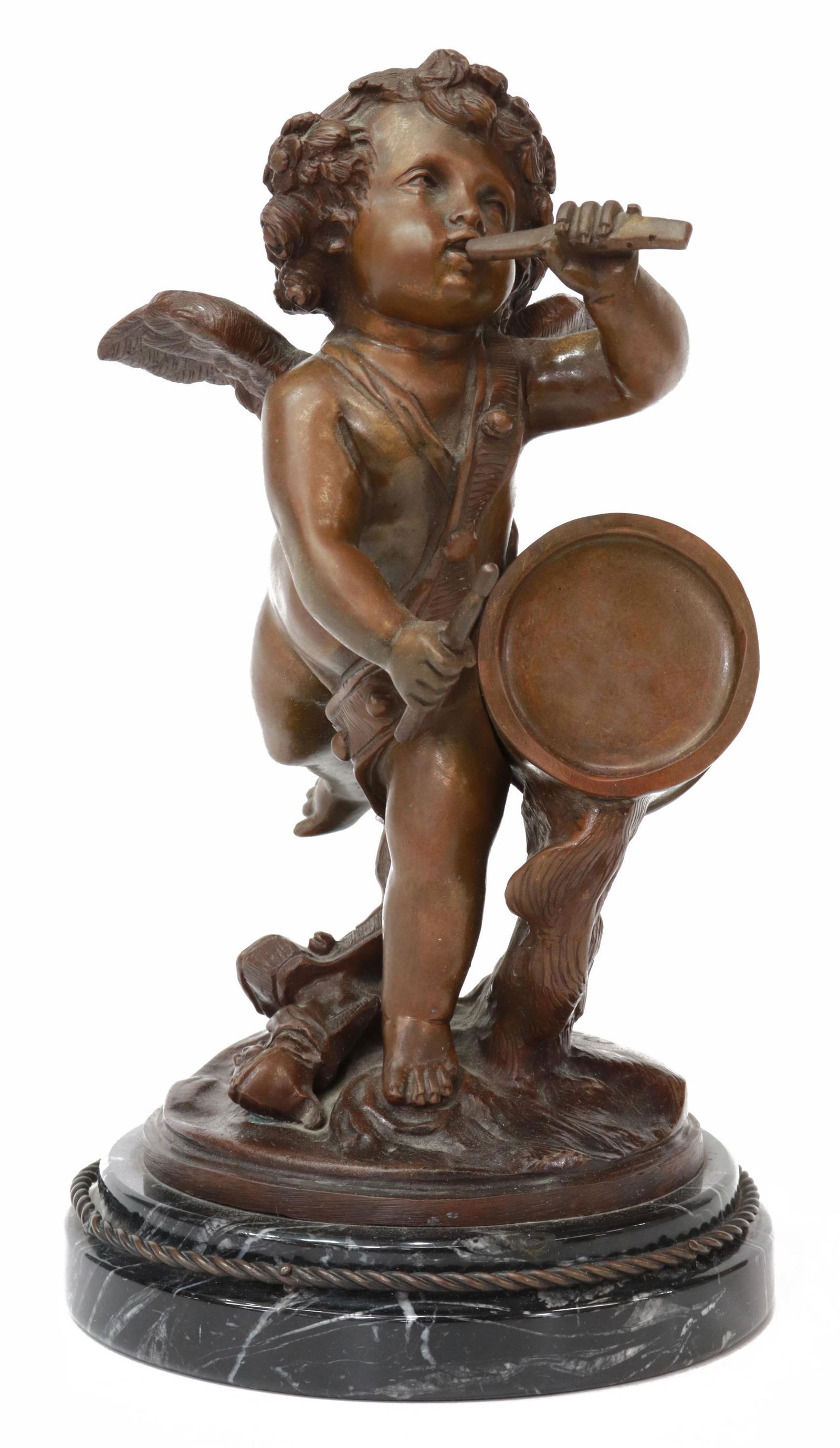 AFTER CLODION (1738-1814) BRONZE CUPID & DRUM (1 of 3)