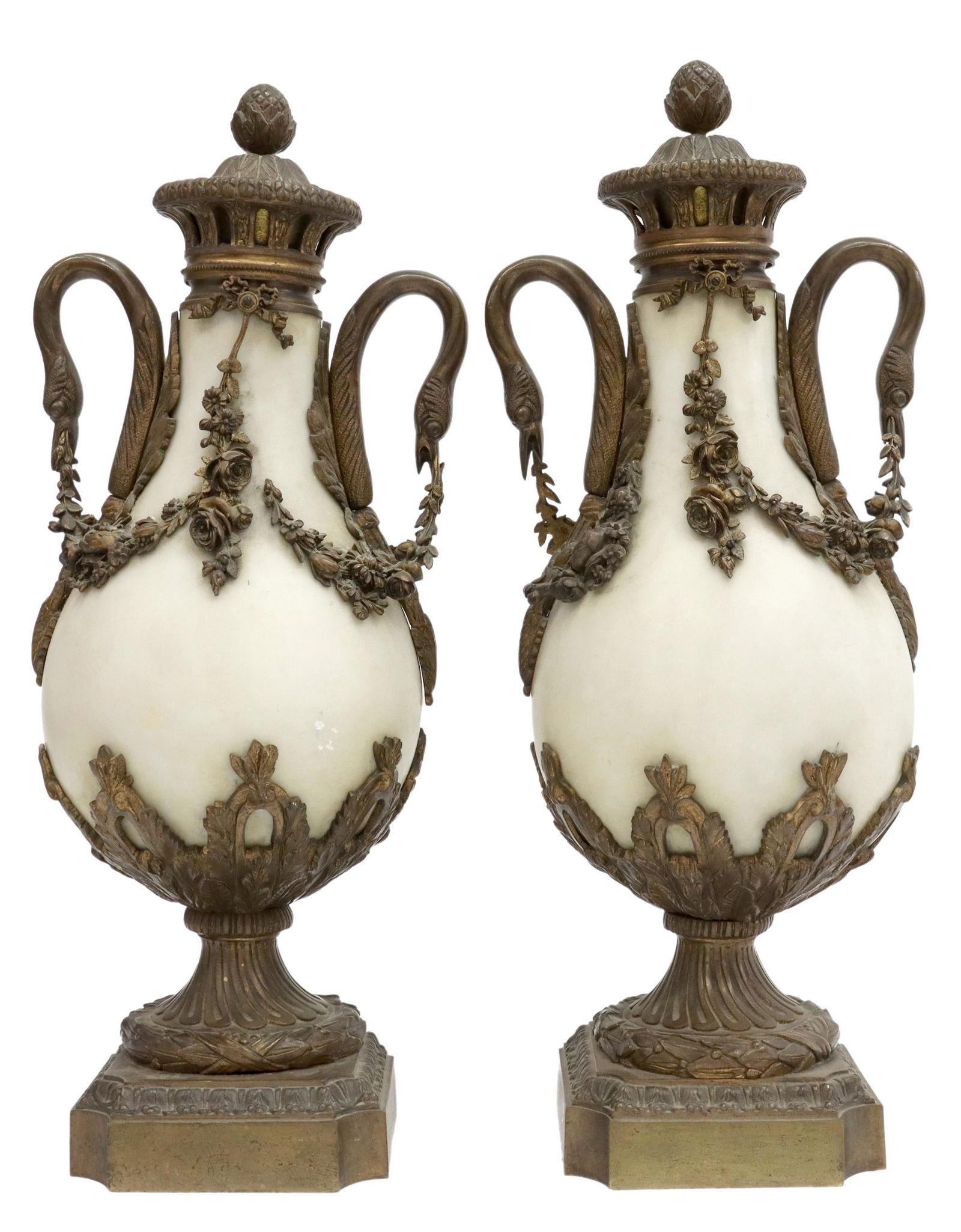 (2) FRENCH BRONZE-MOUNTED MARBLE CASSOLETTES (1 of 3)