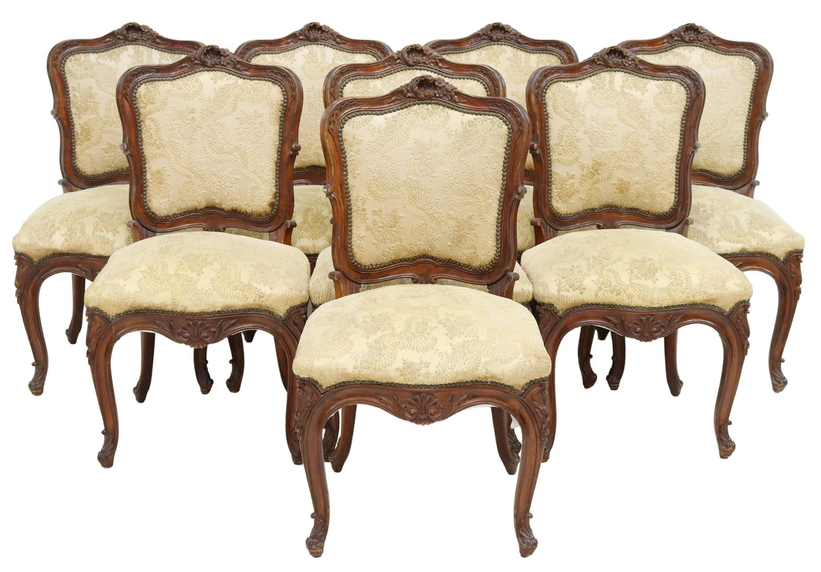 (8) SPANISH LOUIS XV STYLE MAHOGANY SIDE CHAIRS (1 of 3)
