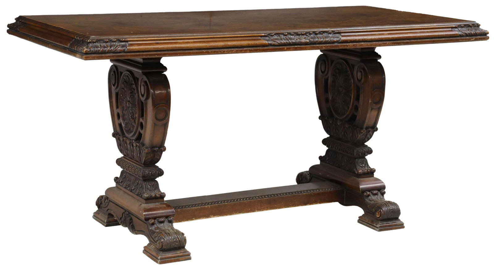 SPANISH BAROQUE STYLE CARVED WALNUT LIBRARY TABLE (1 of 5)