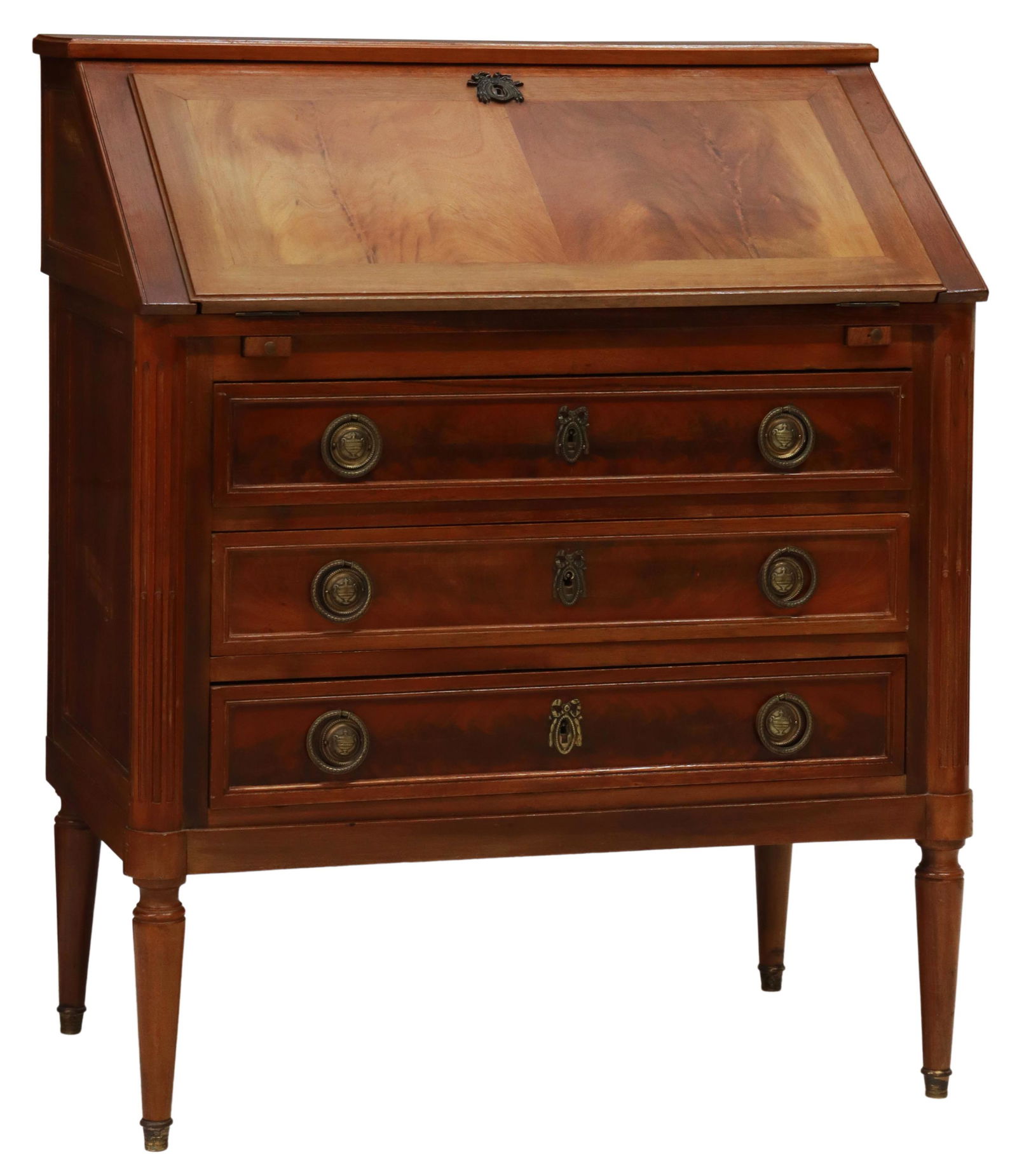 FRENCH LOUIS XVI STYLE MAHOGANY SLANT-FRONT DESK (1 of 5)