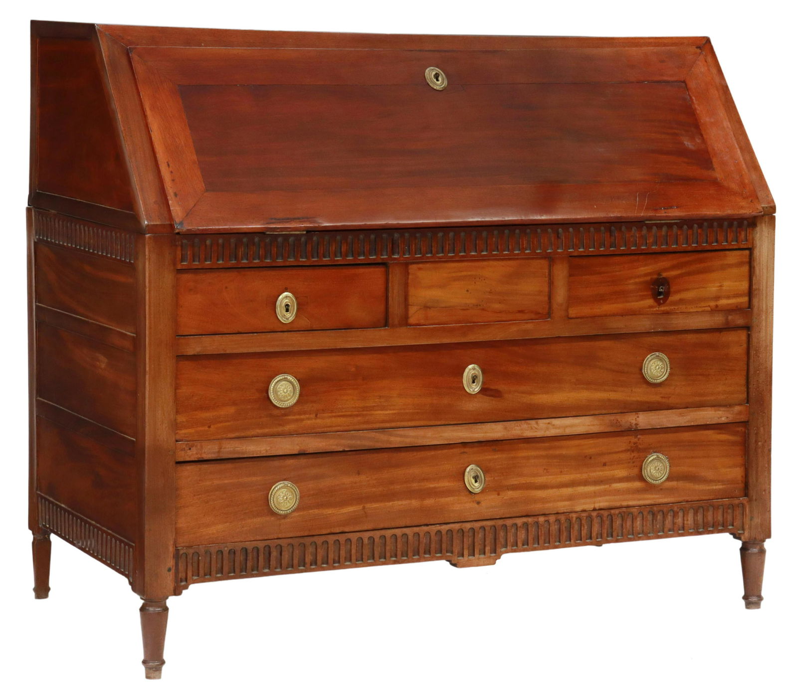 LOUIS XVI STYLE MAHOGANY SLANT-FRONT BUREAU DESK (1 of 5)