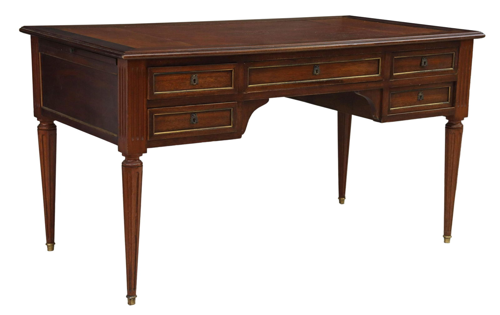 LOUIS XVI STYLE LEATHER-TOP MAHOGANY BUREAU PLAT (1 of 6)