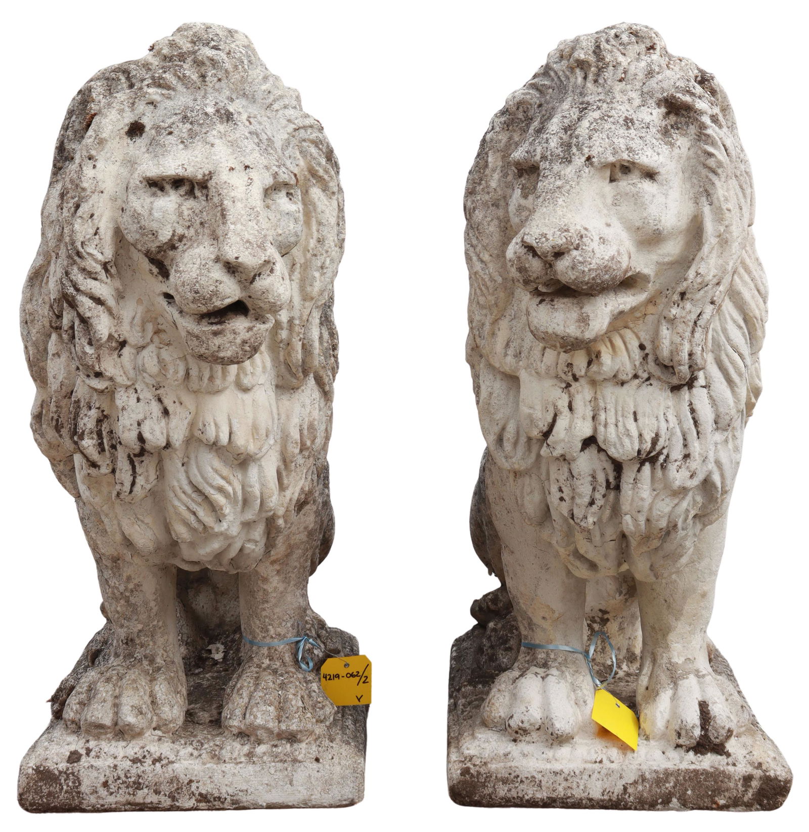(2) LARGE CAST STONE GARDEN STATUES, SEATED LIONS (1 of 1)