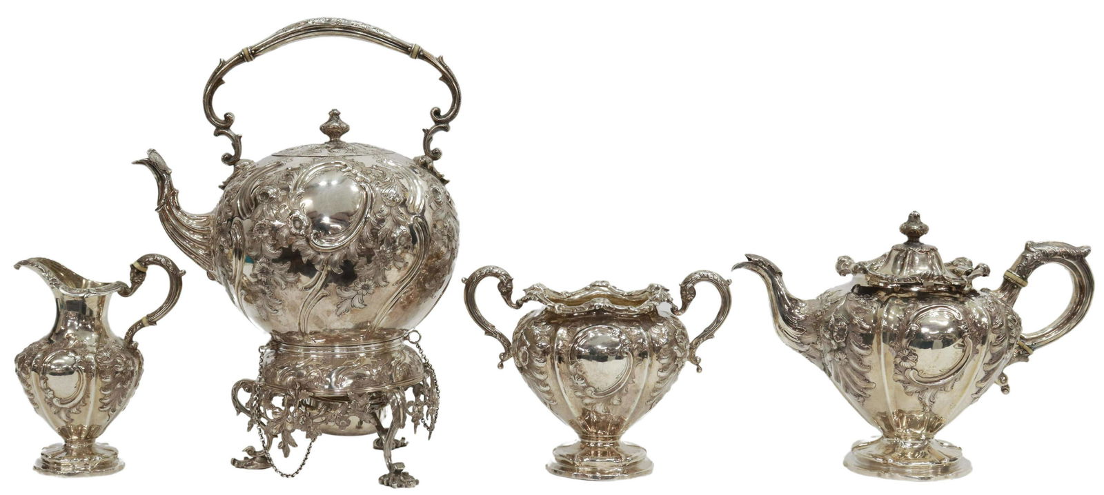 (4) SCOTTISH VICTORIAN STERLING SILVER TEA SERVICE (1 of 8)