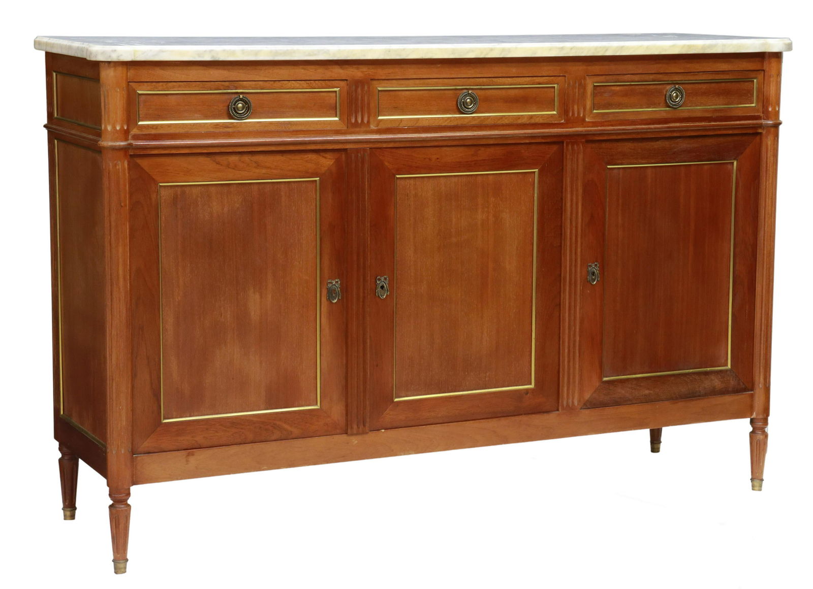 LOUIS XVI STYLE MARBLE-TOP MAHOGANY SIDEBOARD (1 of 6)