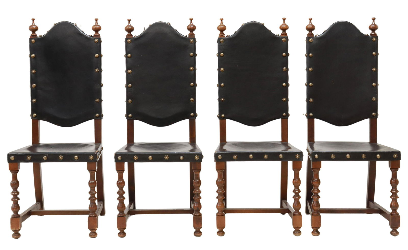(4) SPANISH BAROQUE STYLE LEATHER SIDE CHAIRS (1 of 3)