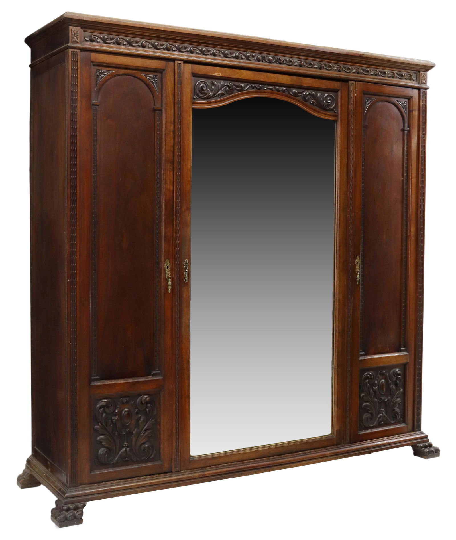 SPANISH RENAISSANCE WALNUT MIRRORED ARMOIRE (1 of 6)
