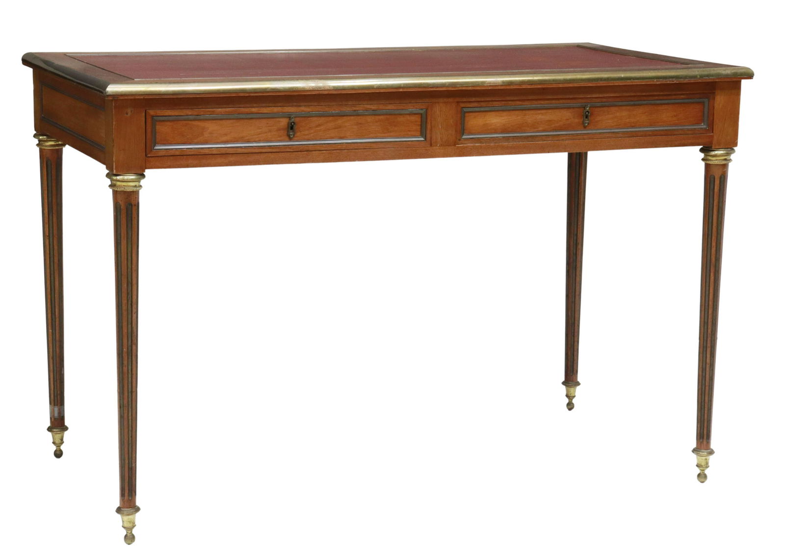 LOUIS XVI STYLE LEATHER-TOP MAHOGANY BUREAU PLAT (1 of 5)