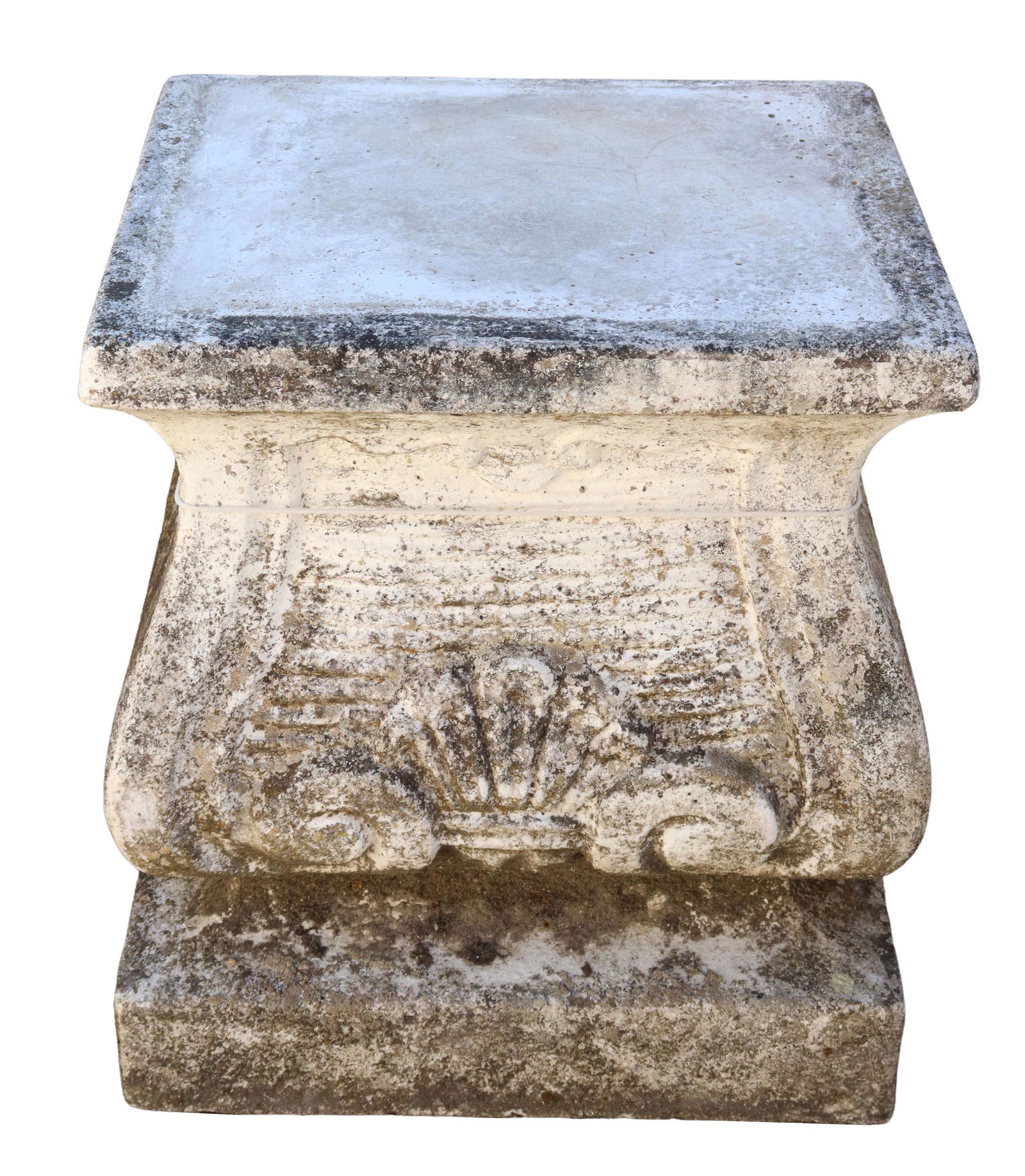 CAST STONE SHELL & SCROLL GARDEN PEDESTAL, 20"H (1 of 3)