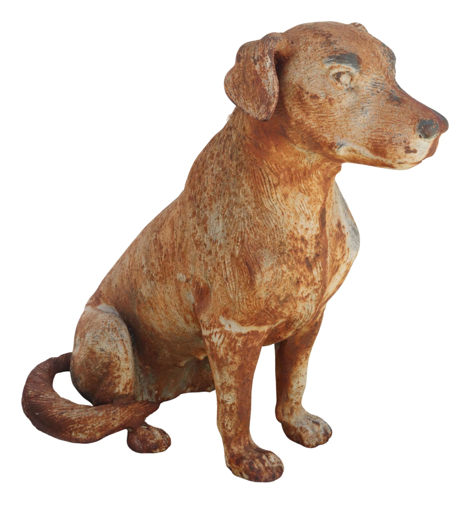LIFE-SIZE CAST IRON SITTING DOG SCULPTURE, 24"H (1 of 3)