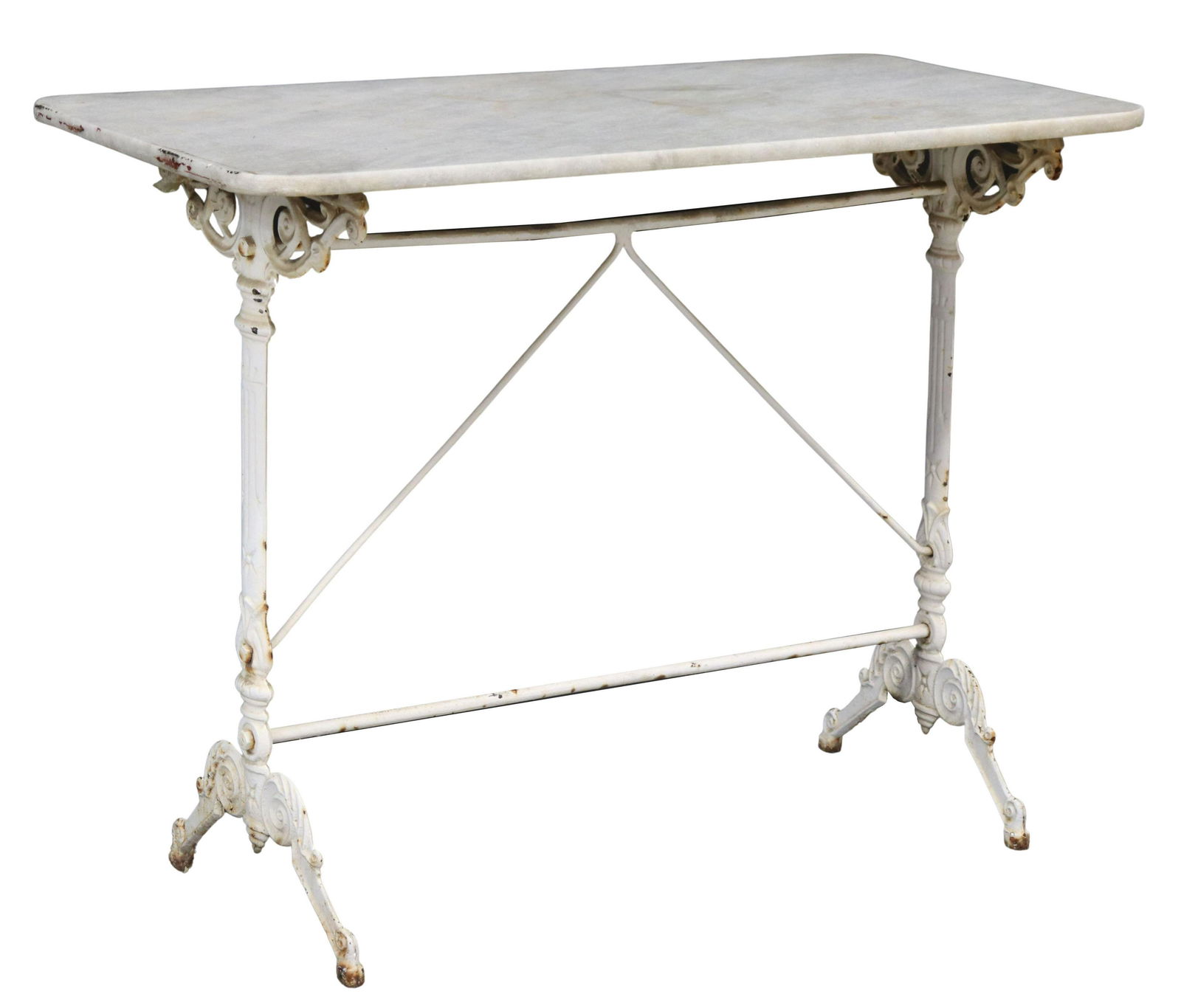 MARBLE-TOP CAST IRON BISTRO TABLE (1 of 4)