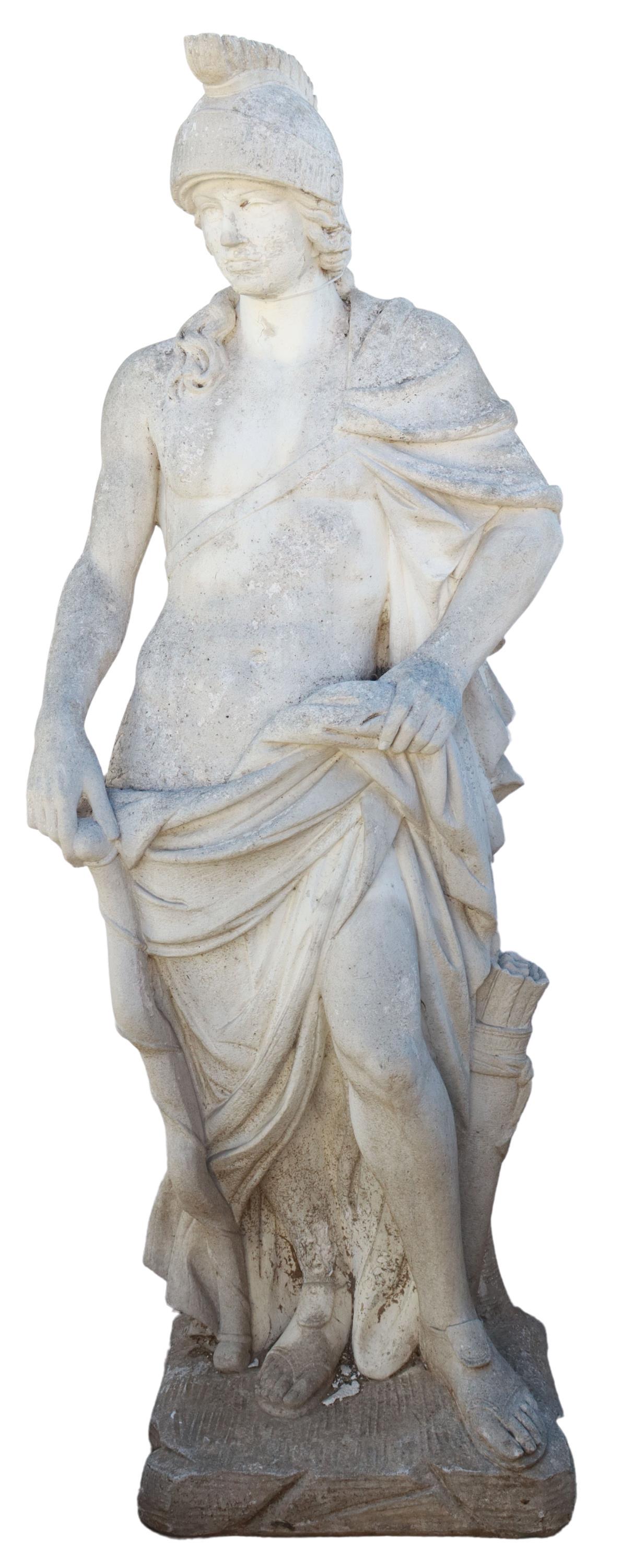 CAST STONE GARDEN FIGURE, ROMAN CENTURION,58"H (1 of 2)